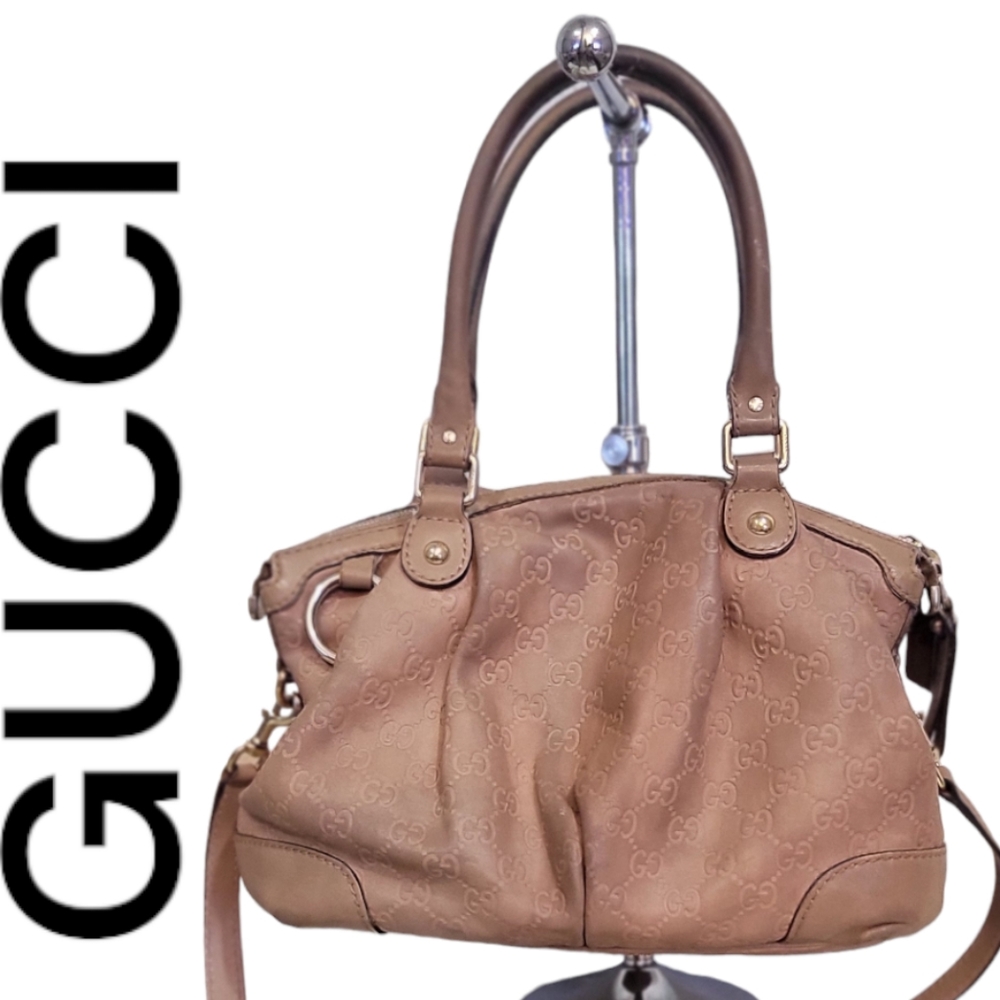 Gucci Beige/Tan Monogram Leather Crossbody Bag